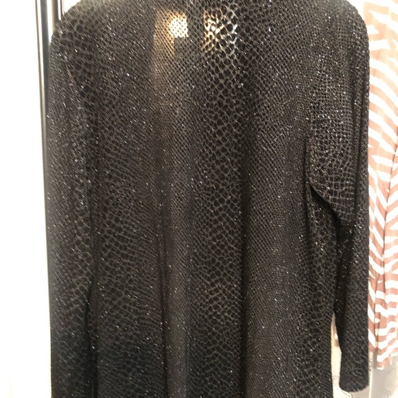 MSK size 1X black & silver sparkle jacket shawl collar lots of give NWT - Picture 7 of 8